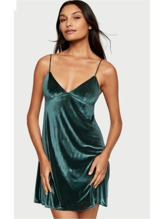 Victoria's Secret Other - Victoria's Secret Babydoll Velvet Slip Dress Chemise Womens Small Emerald Green